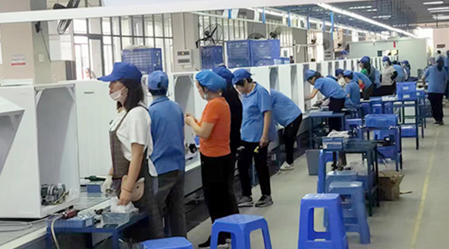 生產(chǎn)實(shí)況！金環(huán)電器開(kāi)展客戶TCL滾筒衣服烘干機(jī)生產(chǎn)